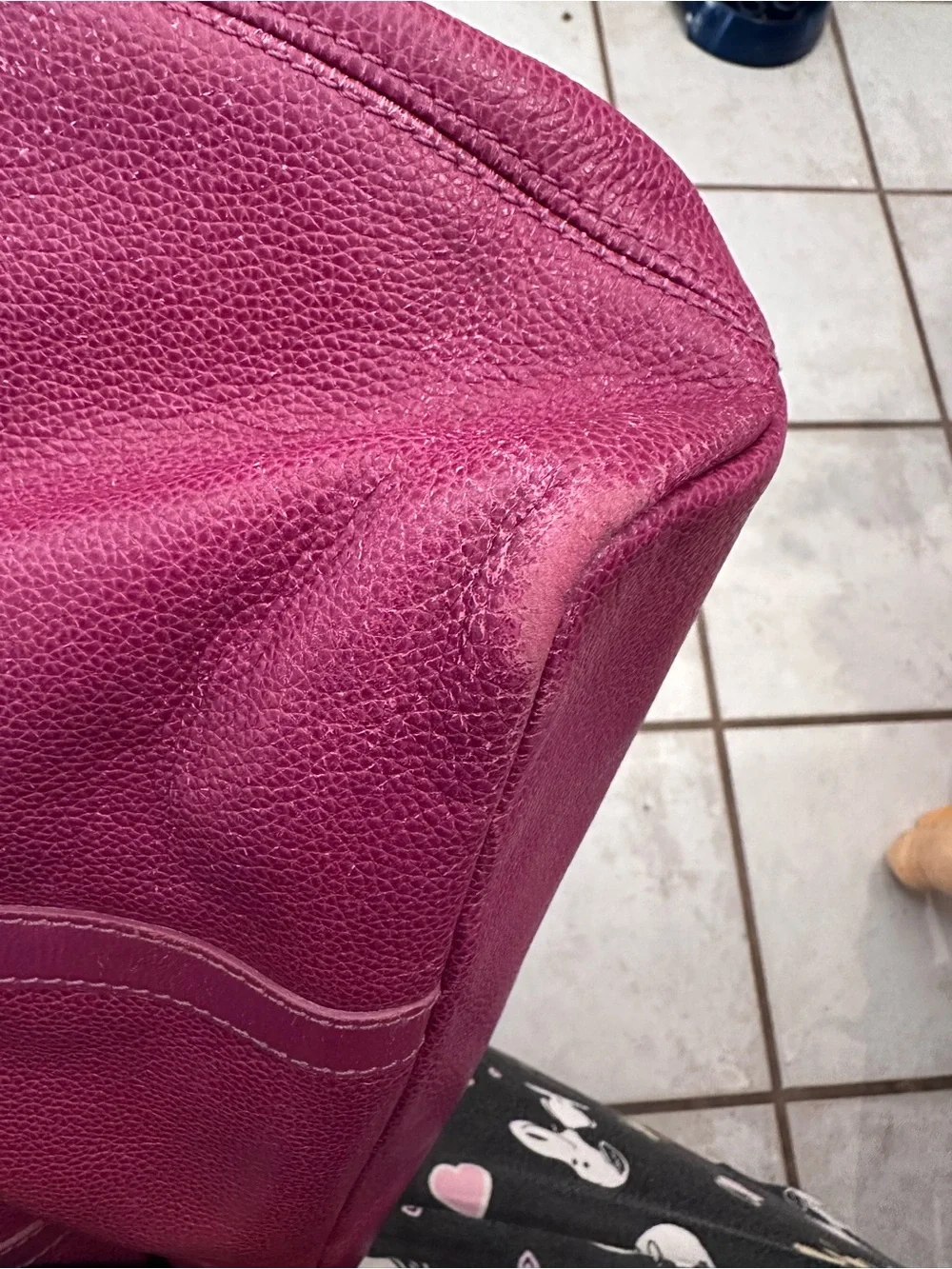 Longchamp Fuchsia Leather Tote with Silver Hardware